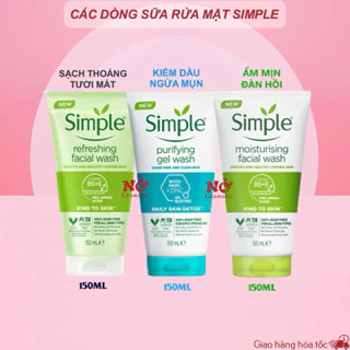 Sữa Rửa Mặt Simple Refreshing Facial Wash 150ml - Dịu Nhẹ Cho Da Dầu Mụn, Nhạy Cảm