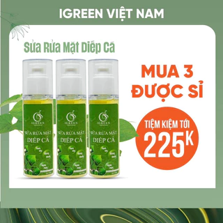 COMBO SỈ 3 SỮA RỬA MẶT TRÀ XANH DIẾP CÁ  IGREEN CHO DA NHẠY CẢM