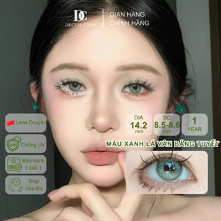 Kính áp tròng màu xanh lá vân băng tuyết 14.2mm GRE1, contact lens mắt douyin cận độ giãn tròng vừa 1 năm Decem Store