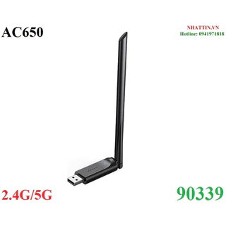 USB thu Wifi băng tần kép AC650 2.4G/5G ăng-ten ngoài 6dBi Ugreen 90339 cao cấp