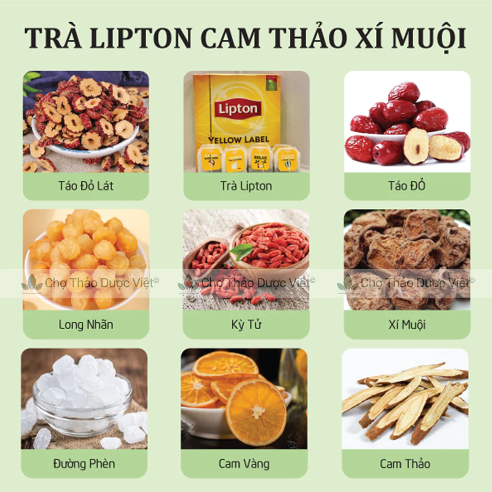 10 Set Trà Lipton Xí Muội Cam Thảo (10 Vị Mix Sẵn)