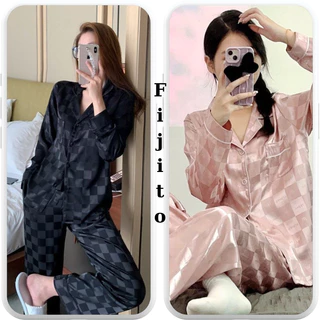 Bộ đồ nữ pijama bộ mặc nhà nữ caro dài tay cao cấp siêu sang cho chị em diện nhà FIJITO