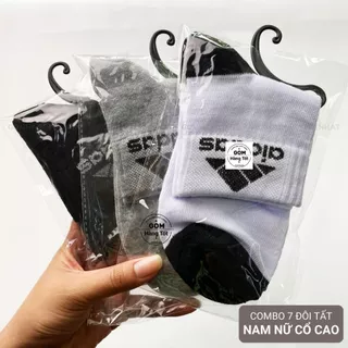 Combo 7 đôi tất CỔ CAO nam nữ GOM hàng VNXK vải dày bừa , vớ cổ dài Unisex chất liệu cotton thoáng mát khử mùi