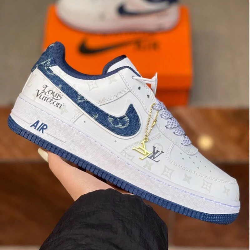 Giày_Nike Air Force 1 Louis Vuitton, Giày Thể Thao Nam Nữ AF1 LV Navy Bản Best Quality Full Phụ Kiện