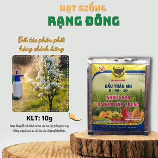 Phân Bón Đầu Trâu MK 5-45-10 (gói 10g) - Kích ra hoa, đậu trái, nuôi trái hiệu quả tốt - Hạt giống Rạng Đông