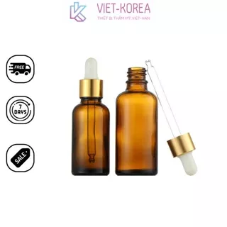 Lọ Chiết Mỹ Phẩm Thủy Tinh Nắp Bóp Nhỏ Giọt Khoen Vàng 10ML Dùng Đựng Tinh Dầu, Serum