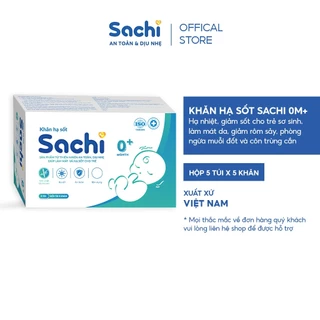 Khăn hạ sốt thảo dược SACHI 0+ dịu nhẹ, giúp hạ nhiệt, giảm sốt, làm mát da, an toàn cho trẻ sơ sinh từ 0 tháng tuổi