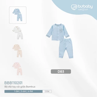 Bubaby BBB110201 Bộ dài tay cài giữa Bambus cho bé sơ sinh