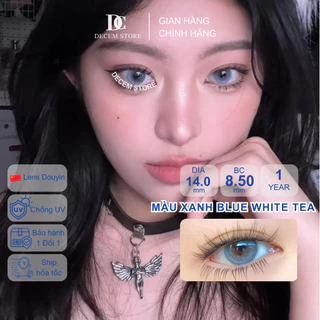 Kính áp tròng màu xanh blue white tea 14.0mm BL2, contact lens mắt douyin cận độ không giãn tròng vừa 1 năm Decem Store