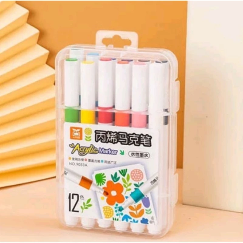 🌈🖌BÚT DẠ CAO CẤP ACRYLIC MARKER NO.9053A _HỘP 12 MÀU🎄🏵🏝