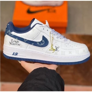 Giày_Nike Air Force 1 Louis Vuitton, Giày Thể Thao Nam Nữ AF1 LV Navy Bản Best Quality Full Phụ Kiện