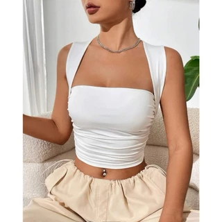 (SẴN TRẮNG XS, M - ORDER SHEIN ) VUDY TOP - Áo croptop hai dây kiểu dáng cơ bản cá tính