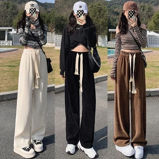 Quần ống suông rộng nhung tăm unisex, quần culottes nỉ tăm nhiều màu hyominstore