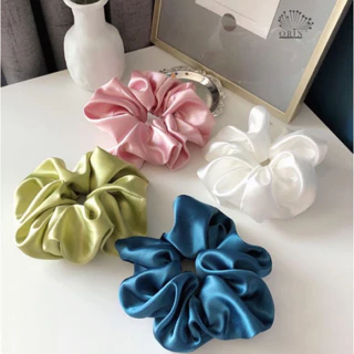 Cột tóc vải scrunchies buộc tóc vải trơn bóng loại đẹp hot trend