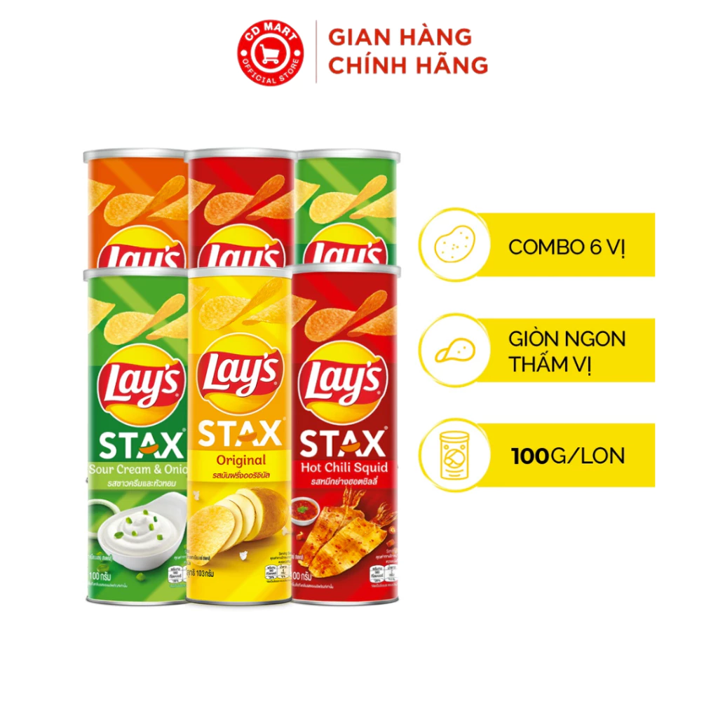 Snack Khoai Tây Miếng Lay's Stax (30g/100g/lon)