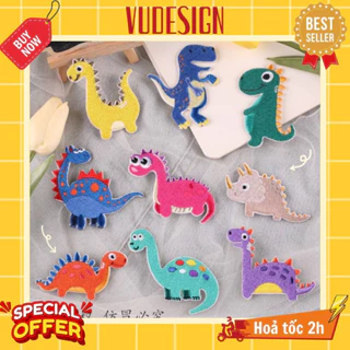 Sticker Dán Vải, Sticker Ủi Thêu Quần Áo, Balo, Túi, Mũ Hình Khủng Long Dinosaur Vudesign