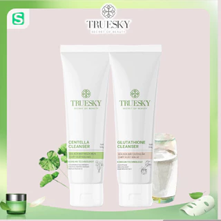 (Tặng Dây Chun) Combo dưỡng trắng và ngừa mụn da mặt Truesky gồm 1 gel rửa mặt rau má 50g +1 sữa rửa mặt sữa dê 50g