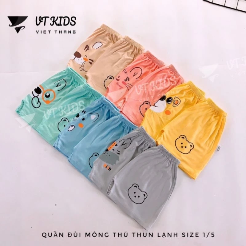 (Bé 4-14kg) Combo 5 Quần đùi mông in hình thú Cho Bé Gái, Bé Trai Quần Chất Thun Lạnh mềm mại, co giãn