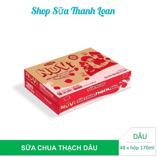 [HSD T12-2024] Thùng 48 Hộp Nutifood NuVi Sữa Chua Uống Dâu Có Thạch Hộp 170ml