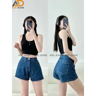 Quần đùi jean lưng cao hack dáng, quần bò nữ form  A  thiết kế trơn đơn giãn dể phối đồ ADO JEANS