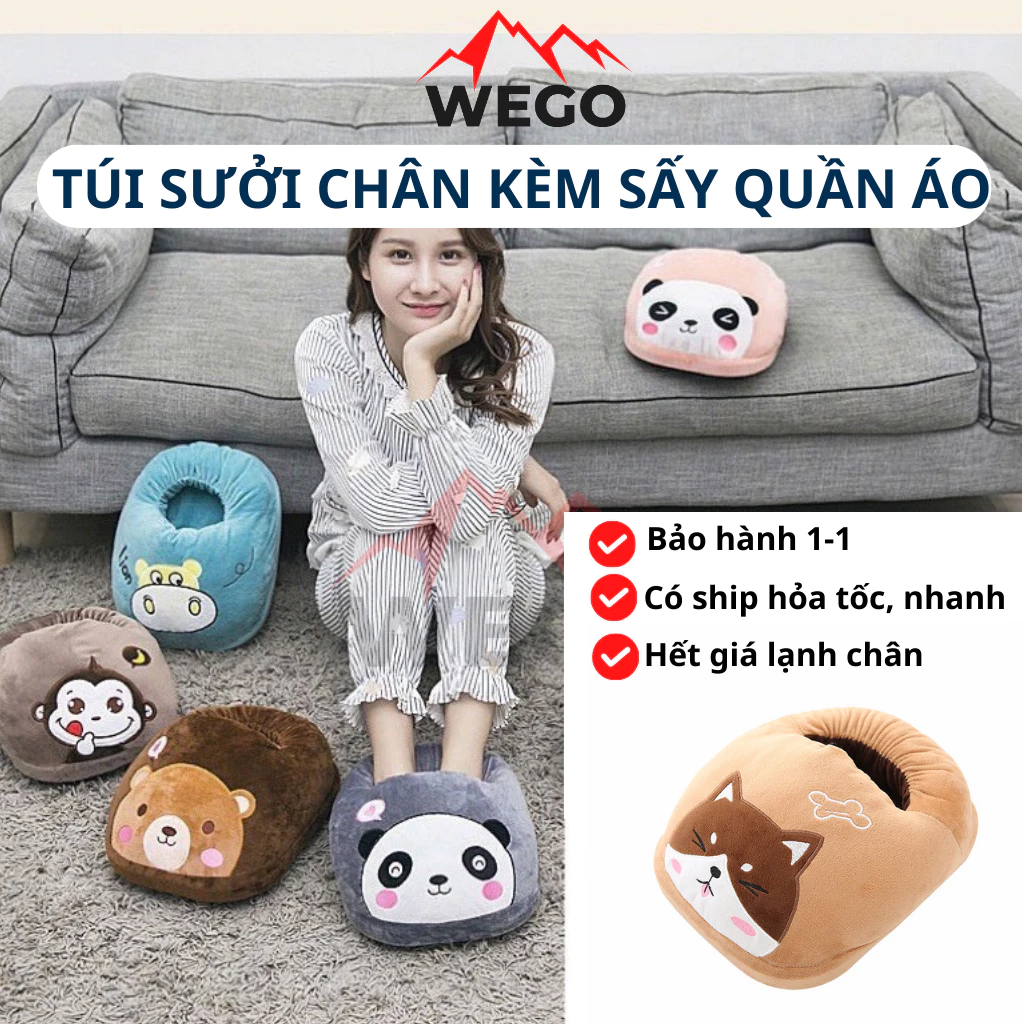 Túi sưởi ấm chân mùa đông, sấy quần áo hình thú cute siêu ấm và tiện lợi WEGO