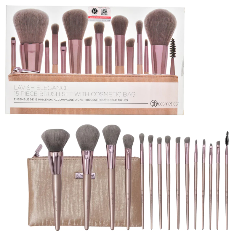 Bộ Cọ Trang Điểm BHCOSMETICS Lavish Elegance 15 Piece Brush Set With Cosmetic Bag