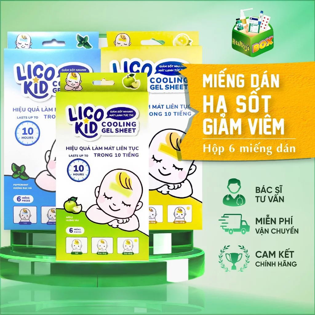 Dán hạ sốt nhanh an toàn cho bé LicoKid - bé khỏe, mẹ yên tâm (Hộp 6M)