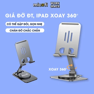 Giá Đỡ Điện Thoại Máy Tính Bảng Ipad Micofi Xoay 360 Gấp Gọn Nhôm, Để Bàn Livestream Xem Phim