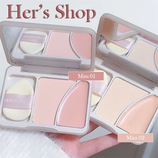 Phấn Bắt Sáng Kết Hợp Kem Bắt Sáng Highlighter Che Khuyết Điểm 2 Trong 1 Tự Nhiên Tặng Kèm Bông Mút Tán Nền Mini