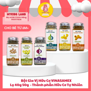 [DATE 2026] Bột Gia Vị Hữu Cơ VINASAMEX ( Tỏi, Hành, Gừng, Nghệ, Tiêu, Sả ) Lọ 40g 50g Cho Bé Ăn Dặm