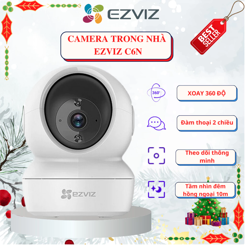 Camera WIFI trong nhà xoay 360 Ezviz C6N, H6C PRO MÀU ĐÊM( C6N NEW), đàm thoại 2 chiều, theo dõi tự động chính hãng