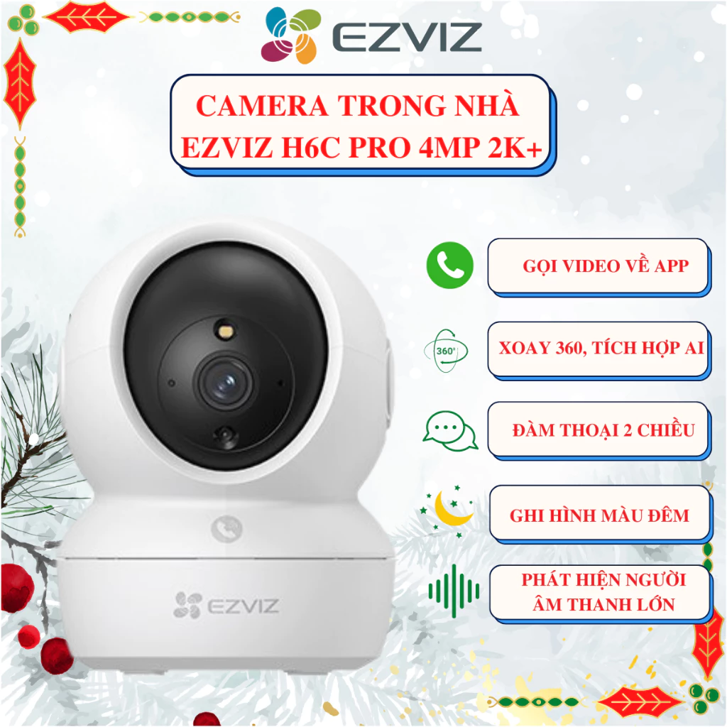 Camera WIFI Ezviz cao cấp trong nhà, Ezviz H6C PRO tích hợp tính năng gọi điện, màu đêm, tích hợp AI phát hiện người