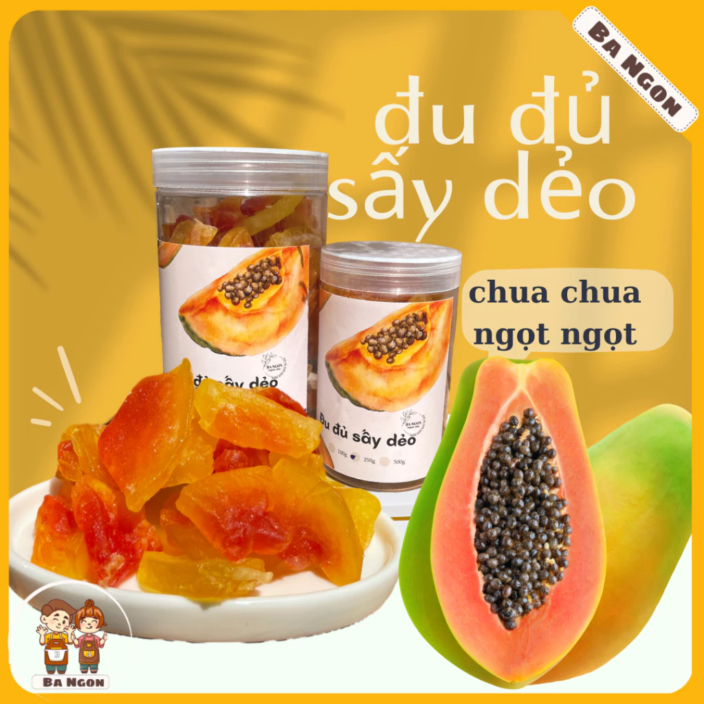 Đu đủ sấy dẻo - chua chua ngọt ngọt - hàng shop tự chụp