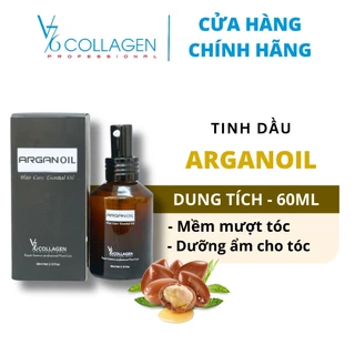 Tinh dầu dưỡng tóc phục hồi tóc hư tổn V76 COLLAGEN  Argan Oil 60ml, serum tinh chất chăm sóc tóc khô xơ uốn nhuộm duỗi