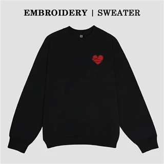 Áo Nỉ Sweater Thêu | Hình Trái Tim - 350GSM