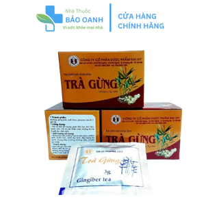 TRÀ GỪNG HÒA TAN Đại Uy làm ấm cơ thể, giảm đầy hơi, khó tiêu, giảm cảm lạnh hộp 10 gói x 3g