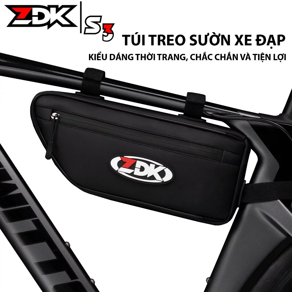 Túi ZDK S3, Túi Tam Giác Đựng Đồ Dùng Gắn Sườn Xe Đạp Thể Thao, Vải Da Dày Dặn, Đứng Form Chuẩn Thương Hiệu