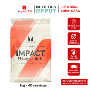 Sữa tăng cơ Impact Whey Protein Isolate Myprotein 1kg (40 lần dùng) - Nutrition Depot Vietnam