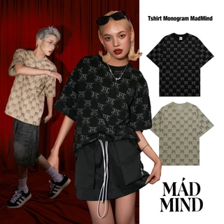 Áo Thun Tay Ngắn Monogram Madmind - Đen/ Be - 100% Cotton Premium