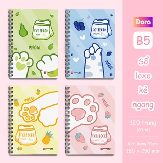 Sổ lò xo sổ tay B5 kẻ ngang 120 trang Dora phong cách hàn quốc cute tập vở ghi chép dành cho học sinh