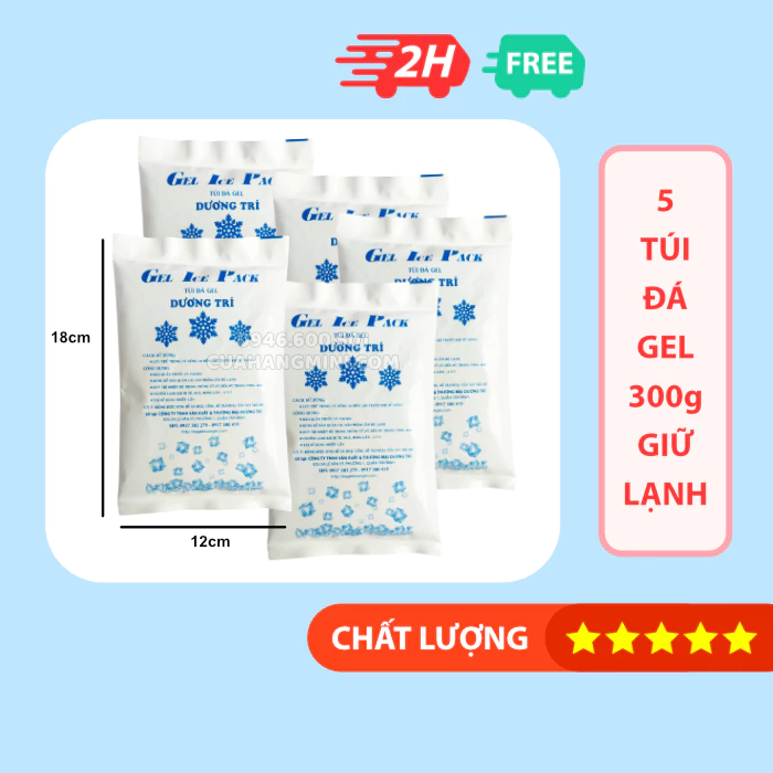 Combo 5 Túi Đá Gel 300g Bảo Quản Hàng Hóa (Đá Khô Giữ Lạnh)