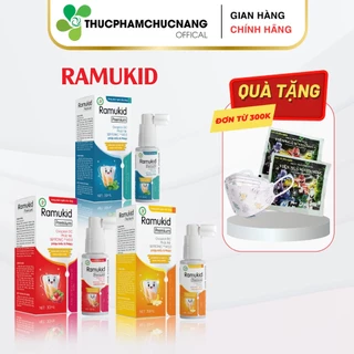 Ramukid Xịt chống sâu răng 3 vị: Dâu, Chuối, Bạc Hà, Giúp làm sạch khoang miệng, ngăn và giảm mủn răng, giảm hôi miệng