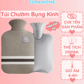Túi chườm nóng lạnh đa năng, túi chườm giảm đau bụng kinh 1000ml 2 lớp bọc vải dệt dày dặn Tora Home