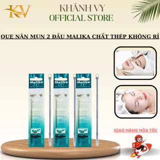 Que nặn mụn inox 2 đầu Malika, dùng cho cá nhân spa thẩm mỹ