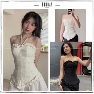 Áo ống cúp ngực viền bèo dễ thương có dây buộc cổ - Sunday Clothing AO001