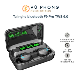 Tai nghe bluetooth F9 Pro TWS bản 6.0, chống nước chống ồn cực chuẩn