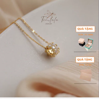 Dây chuyền bạc nữ mặt charm đính đá, vòng cổ nữ bạc 925 mạ vàng 14k TIENLALA DC031