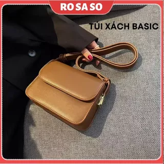 Túi xách nữ đeo chéo đeo vai basic bầu khóa da PU cao cấp đẹp đi làm đi chơi ROSASO TX122