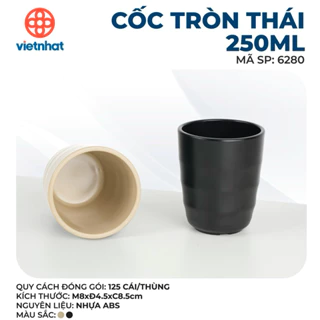 Cốc nhựa 100% siêu bền LY CỐC ĐEN NHÁM SIÊU BỀN - CHỊU LỰC - CHỊU NHIỆT 250ml 6280