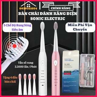 [FreeShip-Xả kho] Bàn chải điện SONIC ELECTRIC 5 mức độ, bàn chải đánh răng điện cao cấp chóng thấm nước IPX7